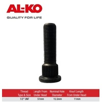 ALKO Wheel Studs 1/2" UNF Short Knurl Industrial PACK OF 6